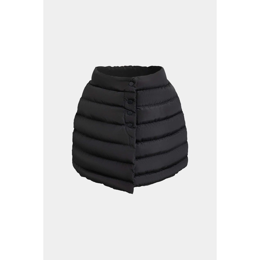Micas Solid Button Up Puffer Mini Skirt Black siz… - image 10